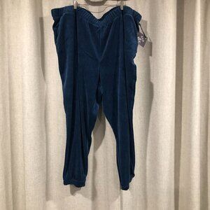 Ava Viv blue velvet joggers pants plus size 4X New NWT